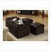 Convenience Concepts Sheridan Faux Leather Storage Bench with 2 Ottomans, Espresso