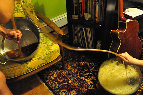 pumping the dregs into the fermenter