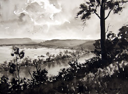 ink pen wash cartwright joe watercolor paintings painting lookout freemans reach watercolour artist drawing hawkesbury prize brush streeton watercolors steeton