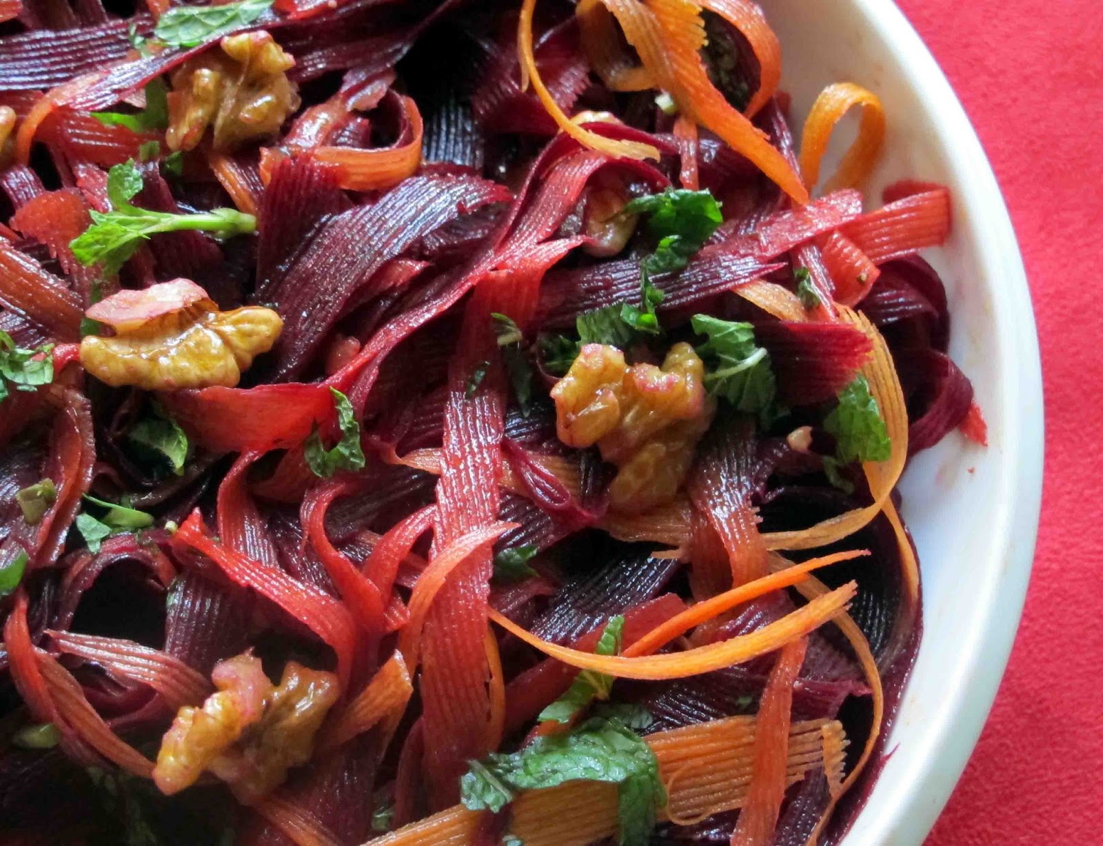 Shoot and Eat Purple and Orange Carrot Salad with a Walnut Oil Dressing