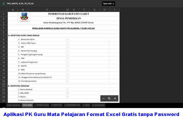 Aplikasi PK Guru Mata Pelajaran Format Excel Gratis Download Aplikasi PK Guru Mata Pelajaran Format Excel Gratis tanpa Password