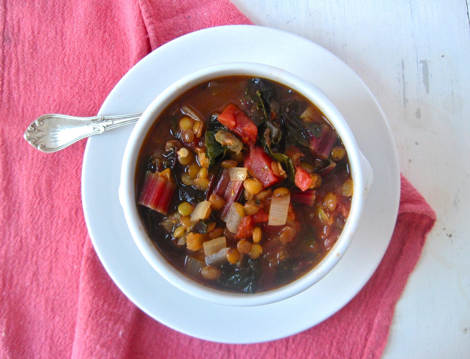 she's in the kitchen red chard and lentil soup with lemon