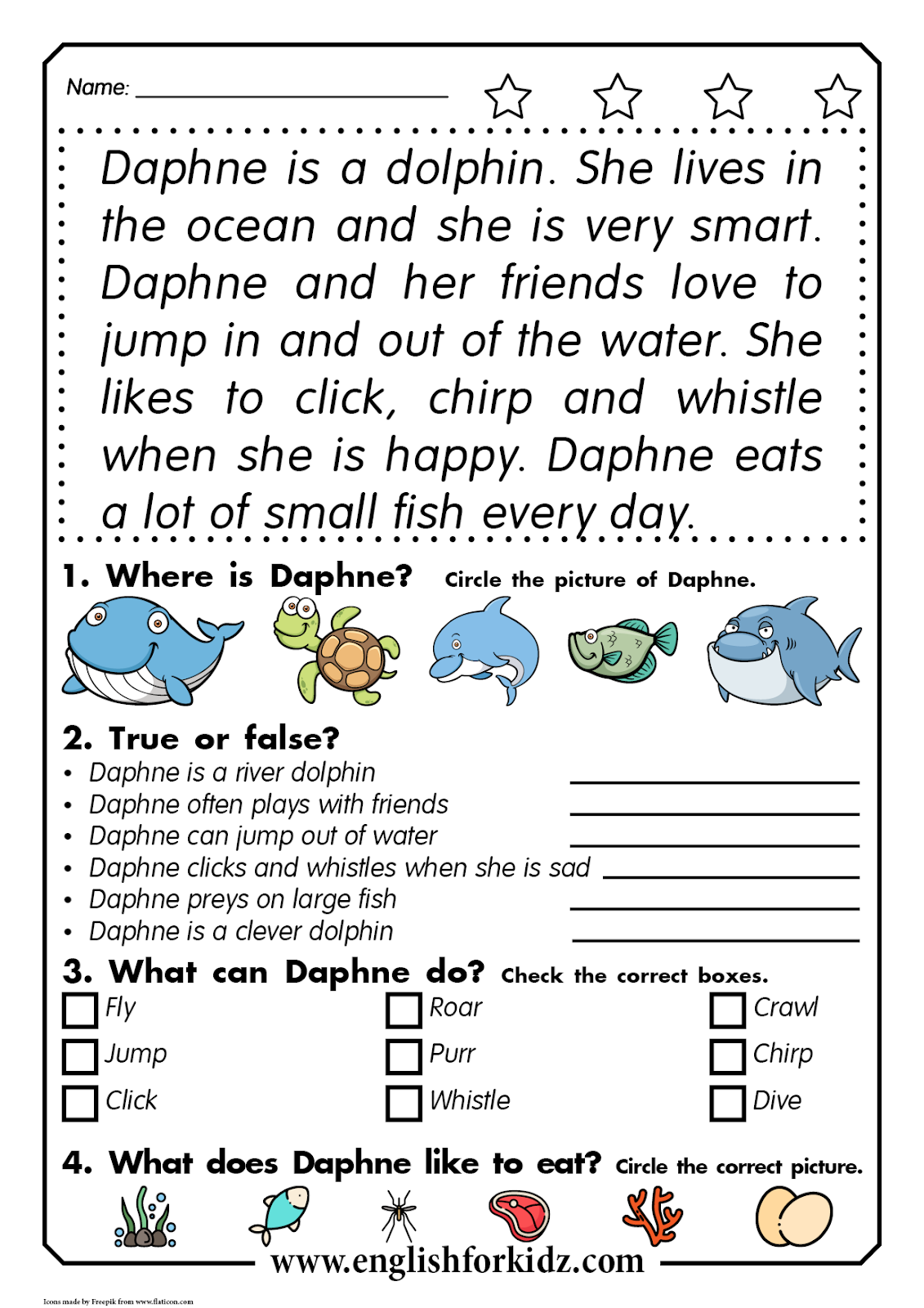 English For Kids Step By Step Reading Comprehension Worksheets Daphne 