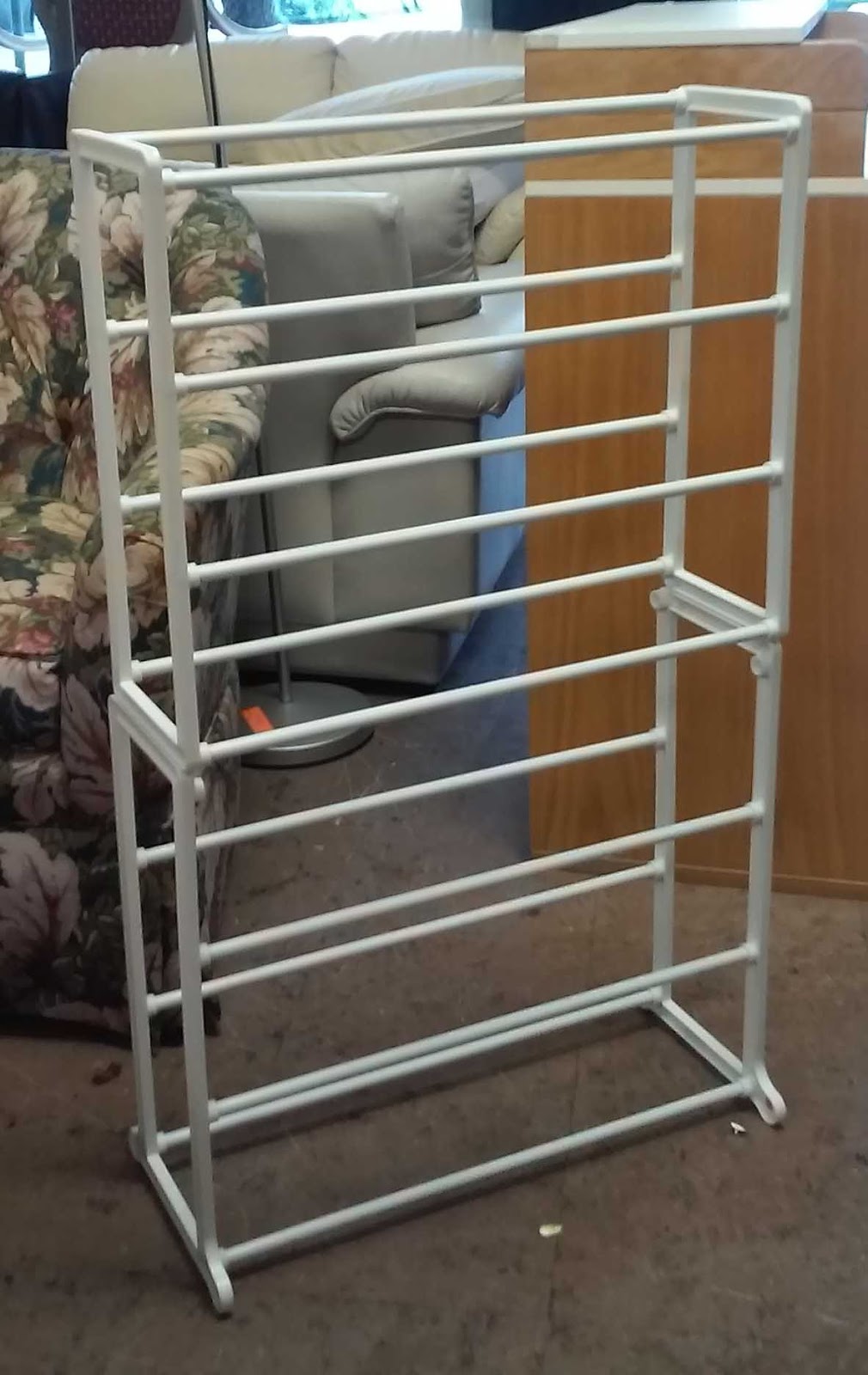 UHURU FURNITURE & COLLECTIBLES SOLD White Metal Shoe Rack 12