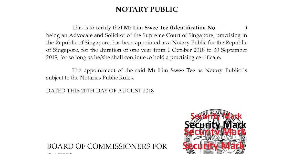 Singapore ICA Notary Public Certified Translations 新加坡公证翻译