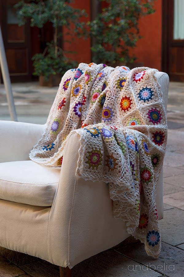 Sofa-sized crochet square blanket by Anabelia Craft Design