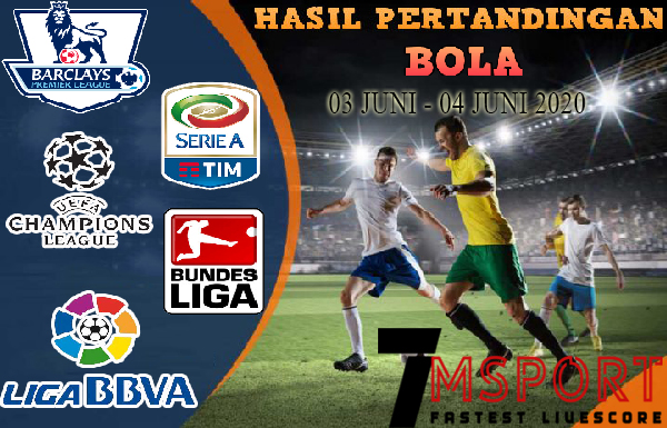 HASIL PERTANDINGAN BOLA 03 JUNI – 04 JUNI 2020