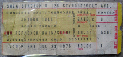 Tommy Mondello first concert ticket stub. Jethro Tull at Shea Stadium 1976