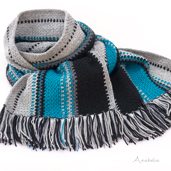Moss Stitch crochet scarf for men by Anabelia Craft Design Moss Stitch crochet scarf for men by Anabelia Craft Design