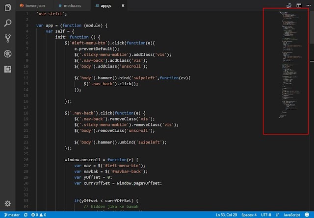 Cara mudah mematikan fitur Minimap pada Visual Studio Code