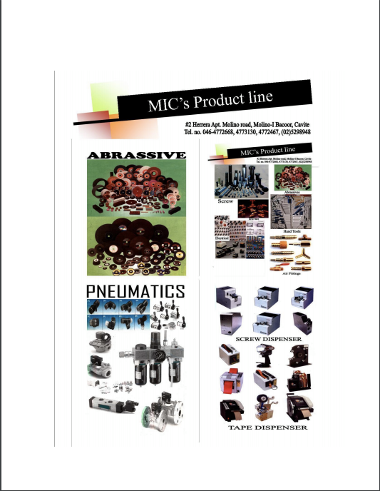 MIC INDUSTRIAL SUPPLY CEBU Product Line