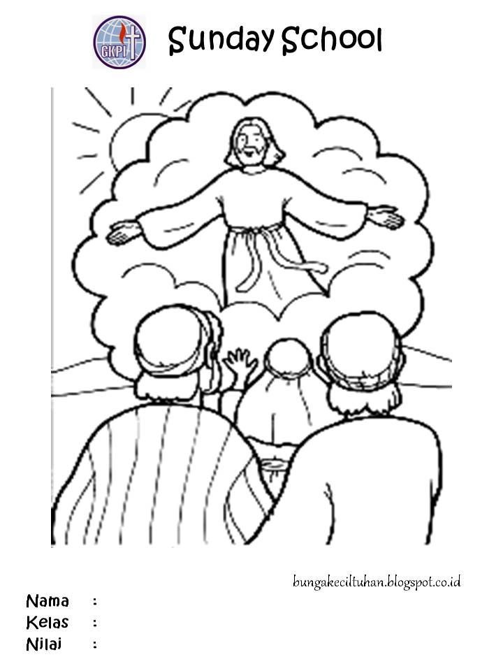 Coloring class for Kid: Mewarnai Gambar Tuhan Yesus Naik Ke Surga