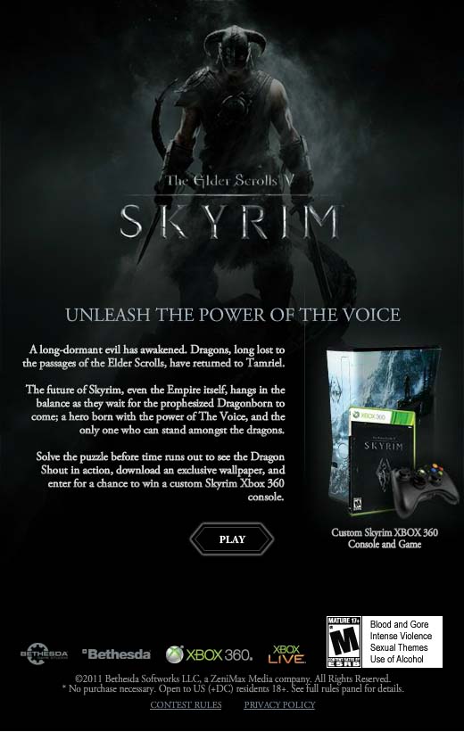Win a custom Skyrim XBox 360 console I play Skyrim