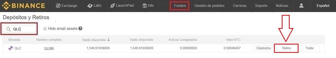 Cómo Guardar en Monedero QLINK (QLC) Enviar a Wallet Personal desde Binance Criptomoneda QLINK (QLC)