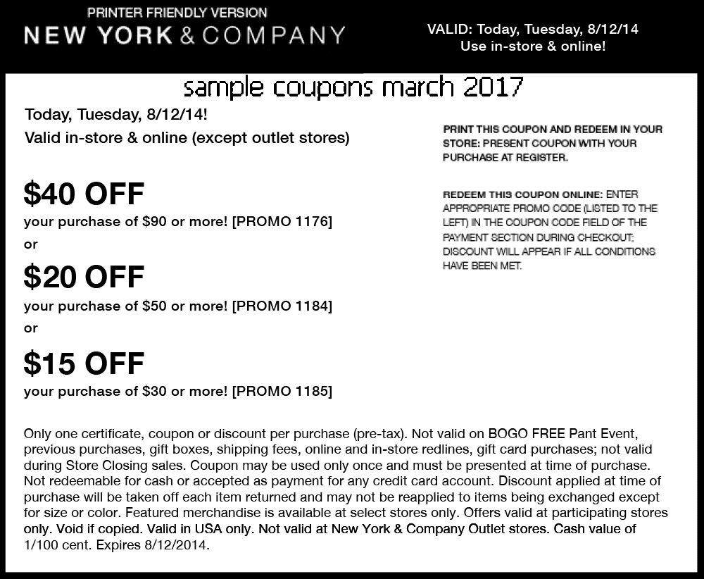 New york and company coupon codes