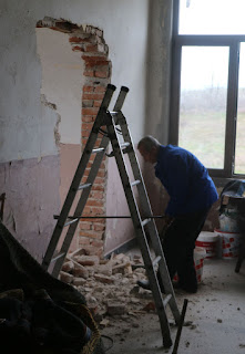 Tidying up the rubble before continuing Tidying up the rubble before continuing