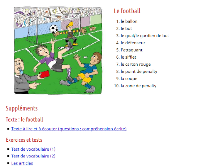 TICs en FLE Le football vocabulaire , activités