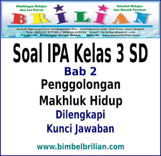 Soal IPA Kelas 3 SD Bab 2 Penggolongan Makhluk Hidup Dan Kunci Jawaban