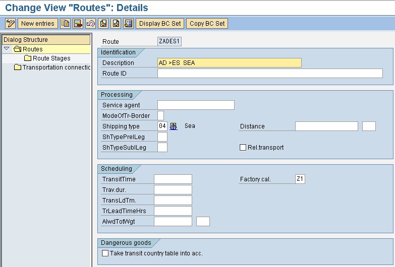 SAP Tutorials Route Determination Configuration