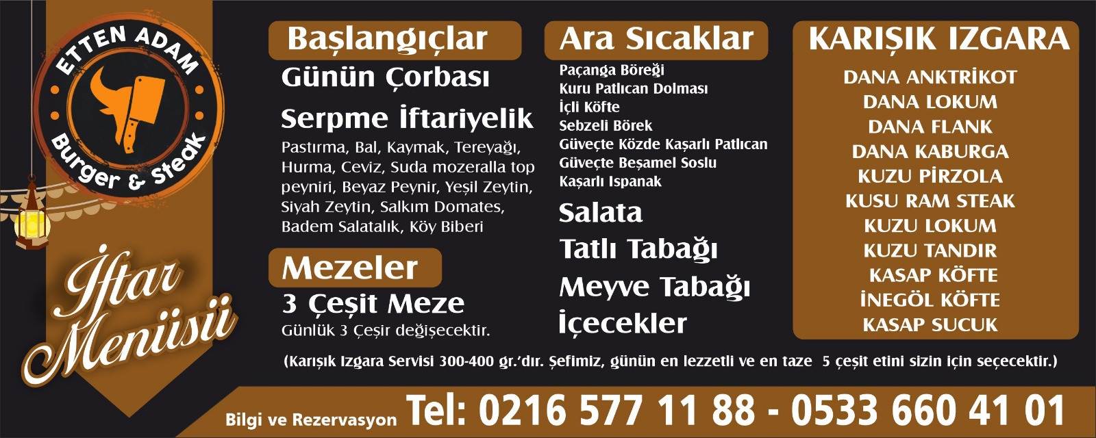 ETTEN ADAM ATAŞEHİR İSTANBUL İFTAR MENÜSÜ Ne Kadara Yenir?