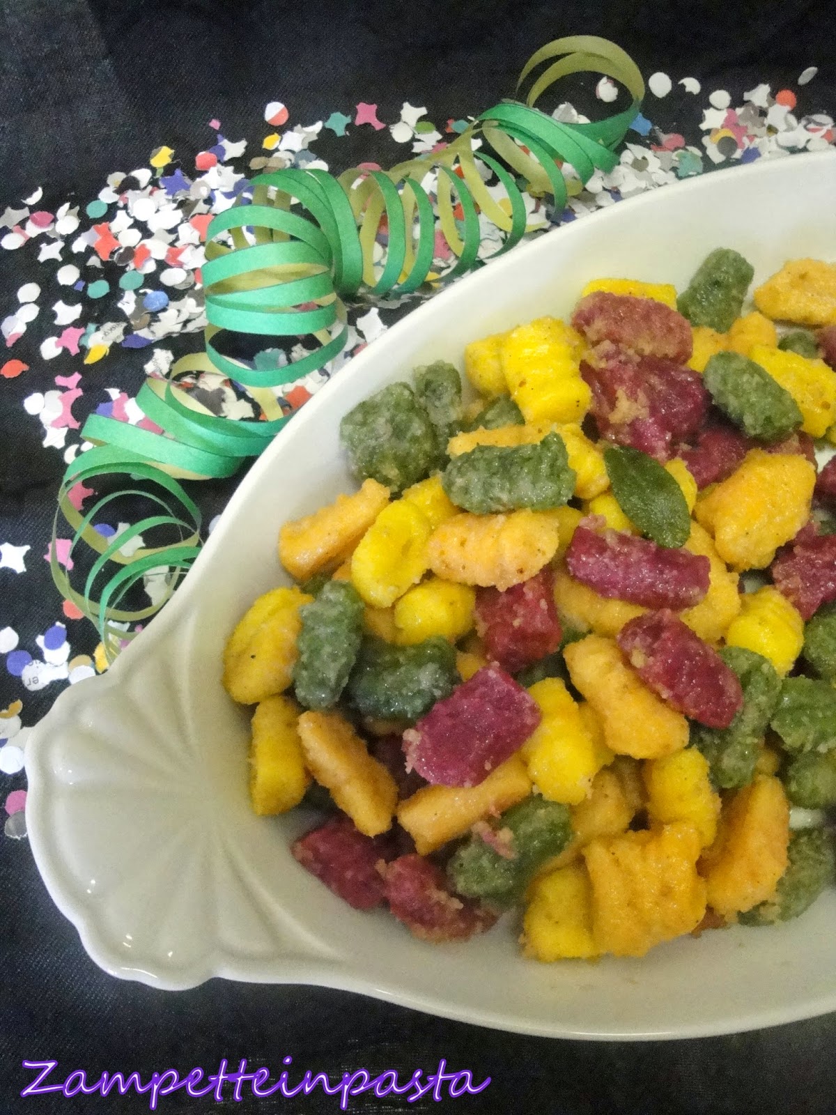 Gnocchi colorati alle verdure- Ricetta salata di Carnevale