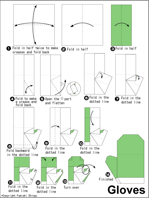 Gloves Easy Origami instructions For Kids