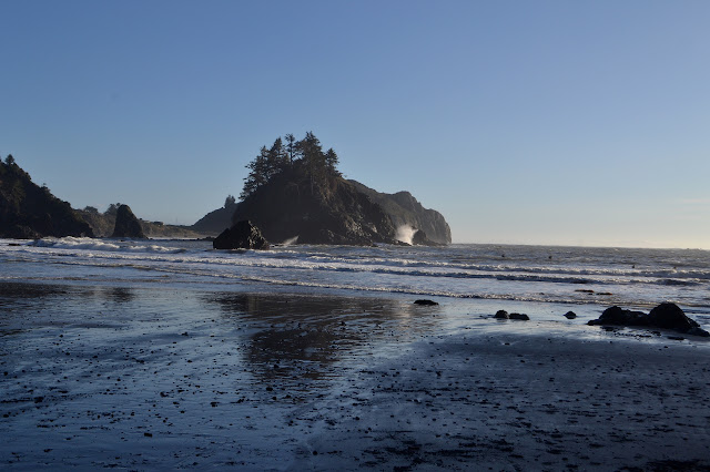 island reflecting in the moist sand