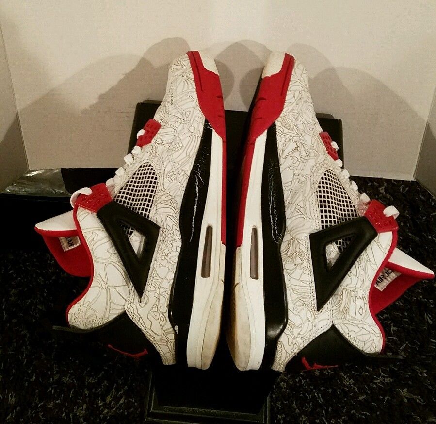 Gergasi bundle Nike Air Jordan IV 4 Retro "LASER" Fire Red White Sz 13