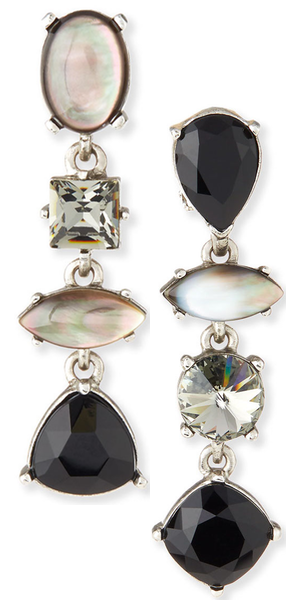 Oscar de la Renta Mixed Swarovski® Crystal Drop Clip Earrings, Black