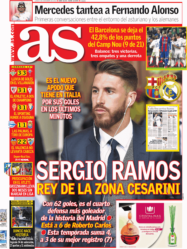 Real Madrid, AS: "Sergio Ramos, rey de la zona Cesarini"