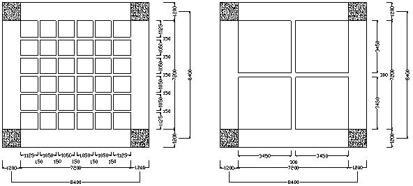 Fig. 2 Mặt bằng sàn ô cờ và sàn có dầm Fig. 2 Mặt bằng sàn ô cờ và sàn có dầm