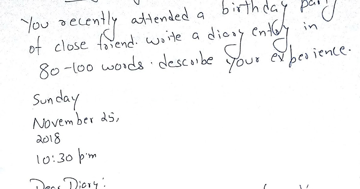 My Vincent Classes Class 8 Diary Entry Recently attended birthday