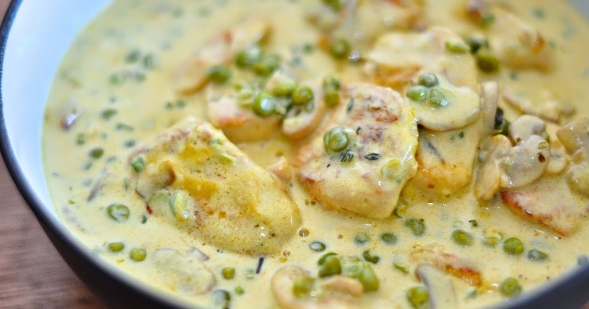 Kurczak z groszkiem w sosie czosnkowym