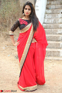 Deekshitha Parvathi in Red saree and Black Choli at Nenu Kidnap Ayyanu Movie Press Meet (83)