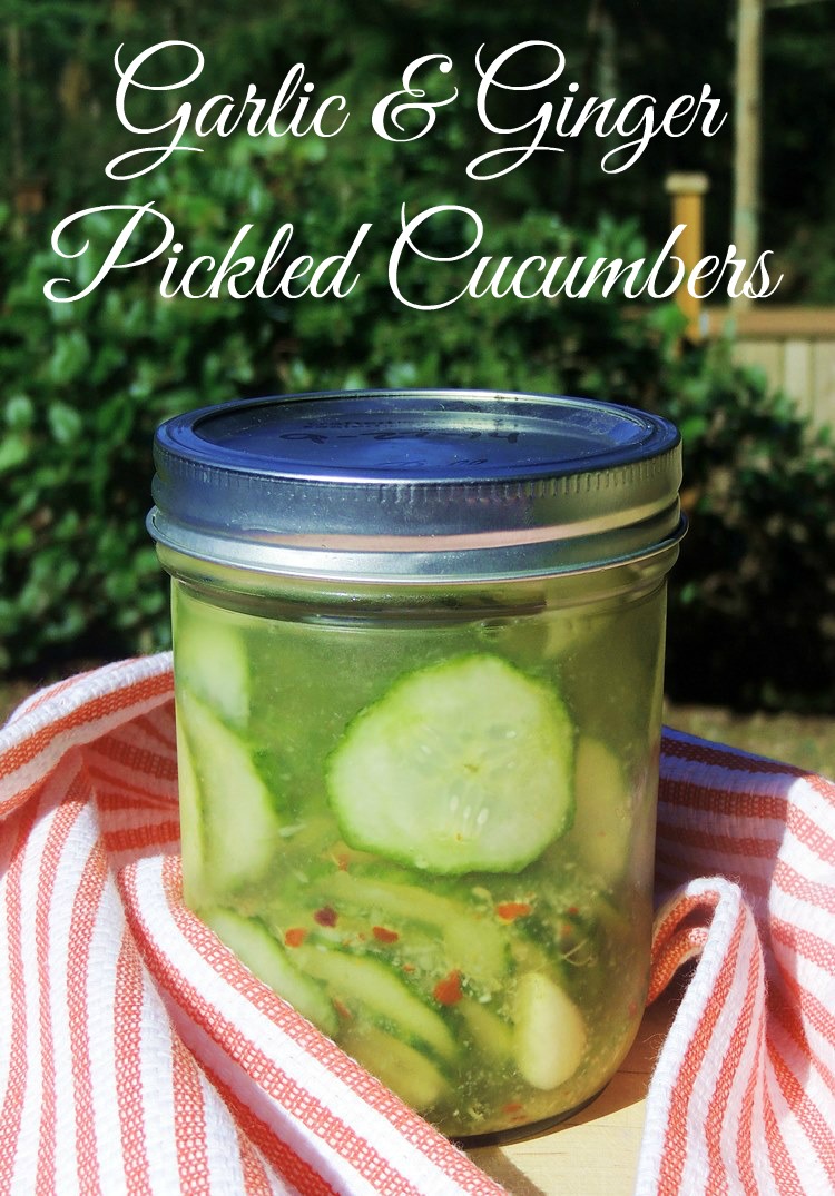 Garlic and Ginger Pickled Cucumbers from www.bobbiskozykitchen.com