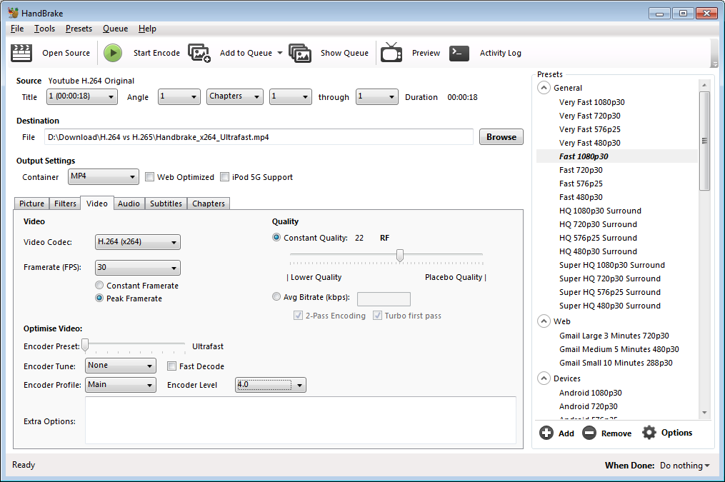 high quality handbrake settings high quality handbrake settings