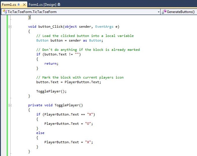 Develop Tic Tac Toe game using basic Windows Form and C# Dotnet codes