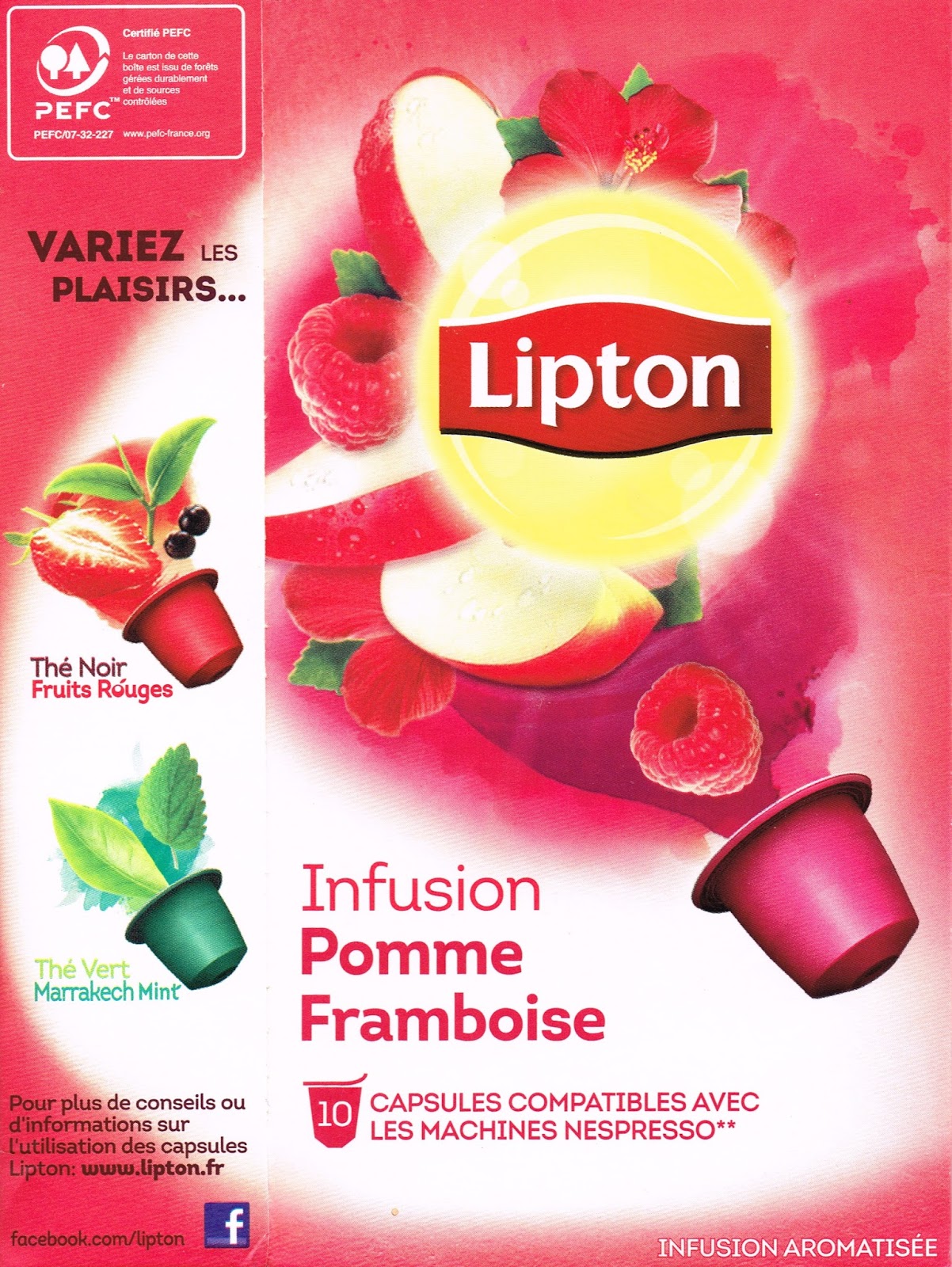 capsulesetdosettes Capsules type Nespresso Lipton Infusion pomme framboise
