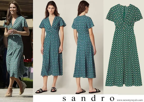 Kate Middleton wore Sandro short sleeved printed flowing dress