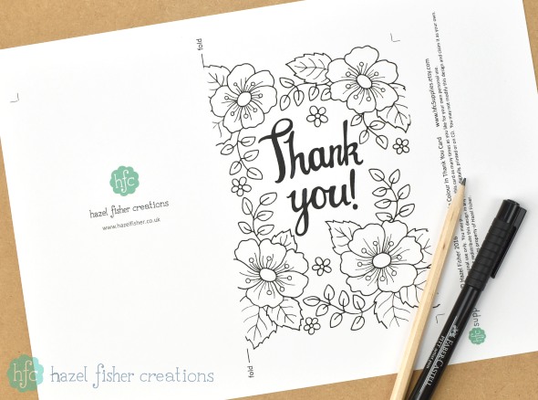 Free Printable Colour in Thank You Card by hazelfishercreations Free Printable Colour in Thank You Card by hazelfishercreations