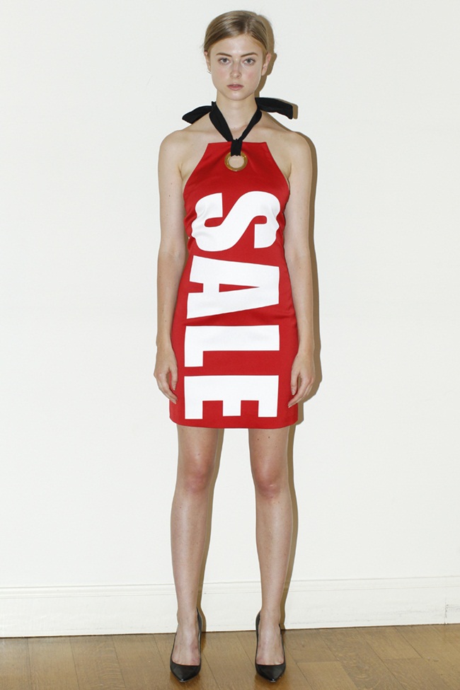 WWD Japan November 2016 2016 Resort Moschino Women's Red Sale Stretch Envers Satin Halter Dress