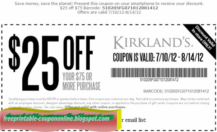 Kirkland coupons 2018 Dec. - Find the best 50 Kirklands coupons, promo codes and get free shipping Get the best price and save money with DontPayFull.