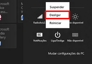 Botão desligar do Windows 8