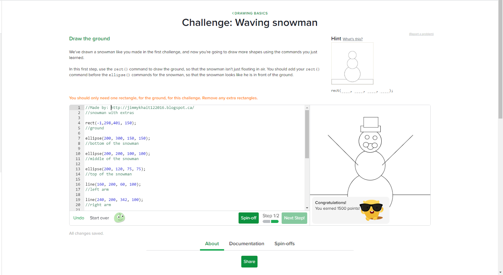 S1 Waving snowman Khan Academy