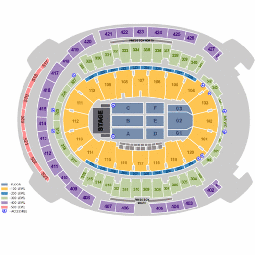 Msg Seating Chart Concert With Rows