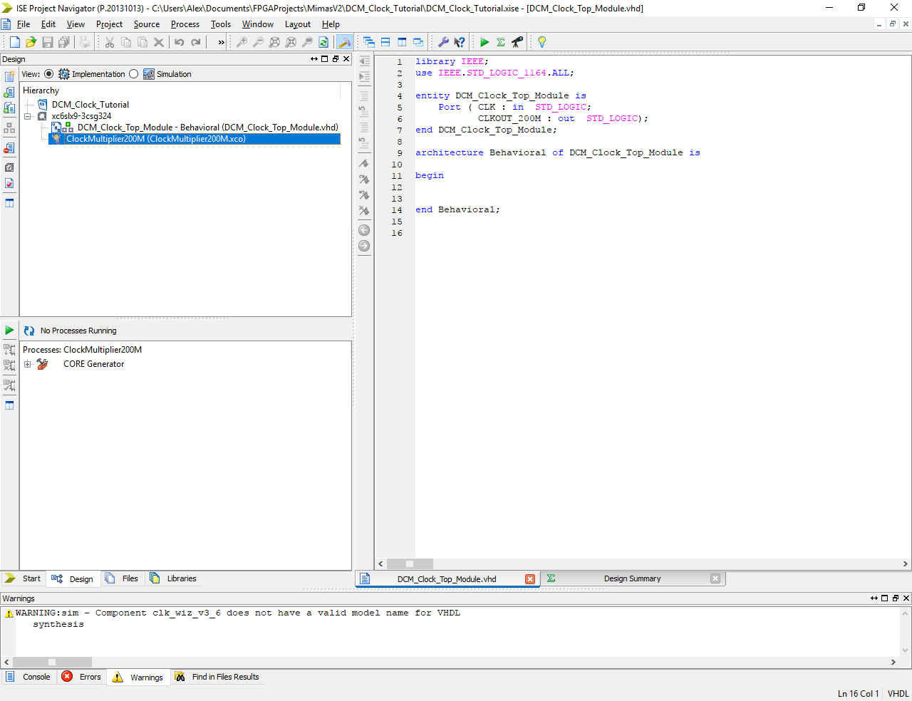 The Answer is 42!! Tutorial for Xilinx DCM Clock Generator with the