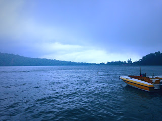 The Boat when The Water Tide At Beratan Lake Bedugul Bali Indonesia