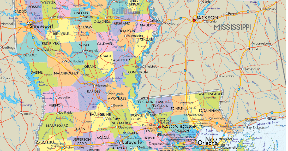 City And Parish Map Of Louisiana - Free Printable Maps