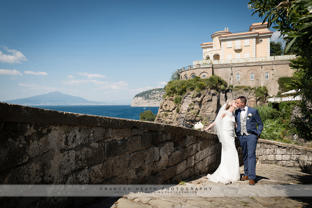 Bride and groom in Sorrento