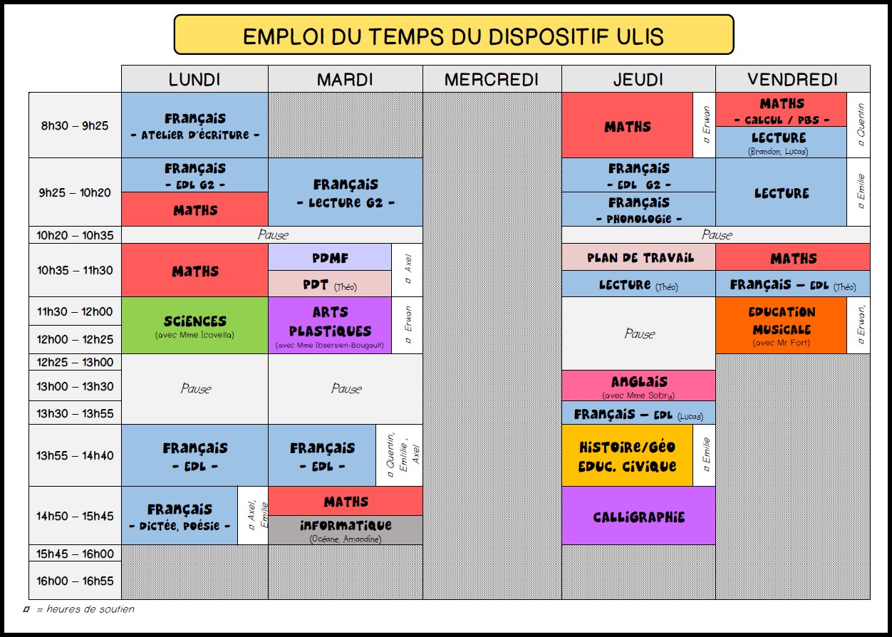 le blog de madame birtwistle la vie scolaire emploie de temps
